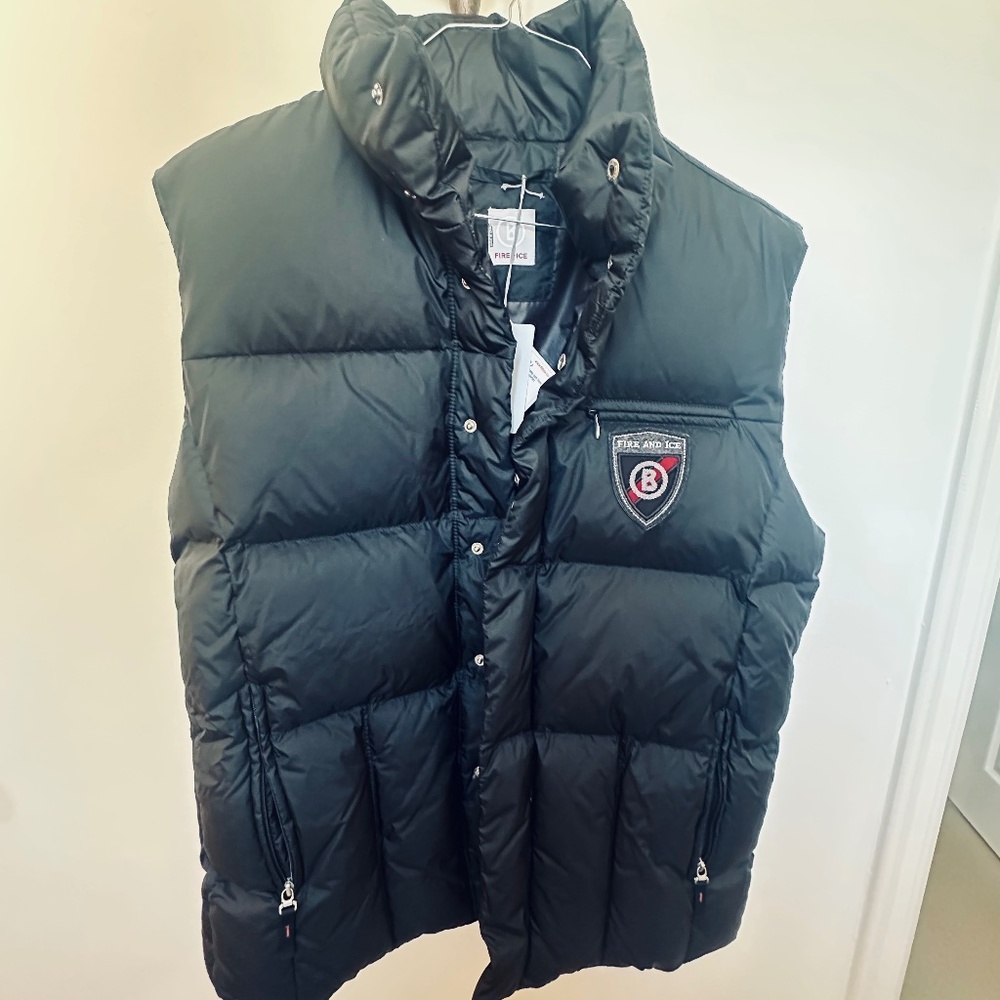 Bogner Black Puffer Ski Vest with Shield Patch